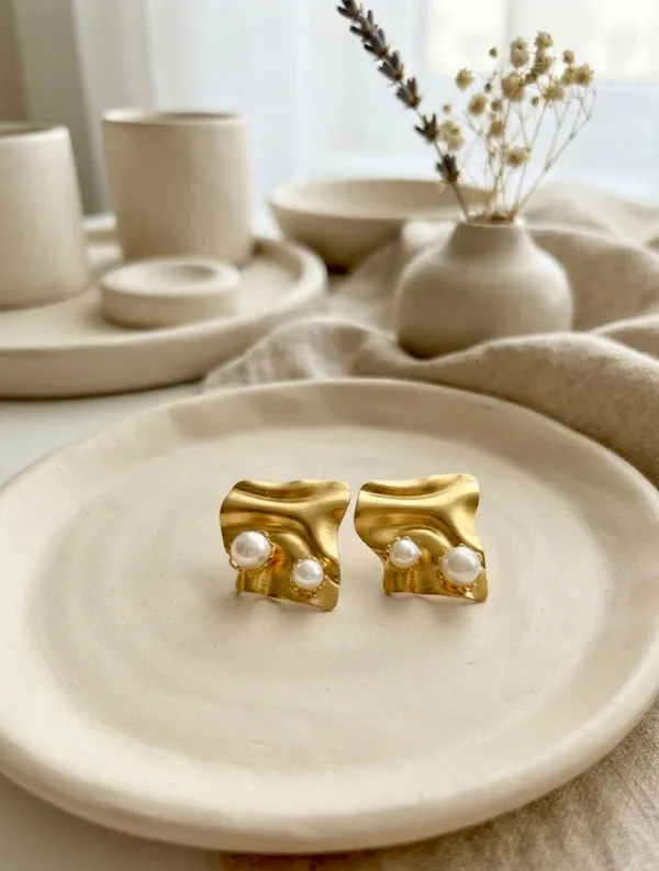 Gold_Alloy_Premium_Molten_Pearl_Stud_Earrings