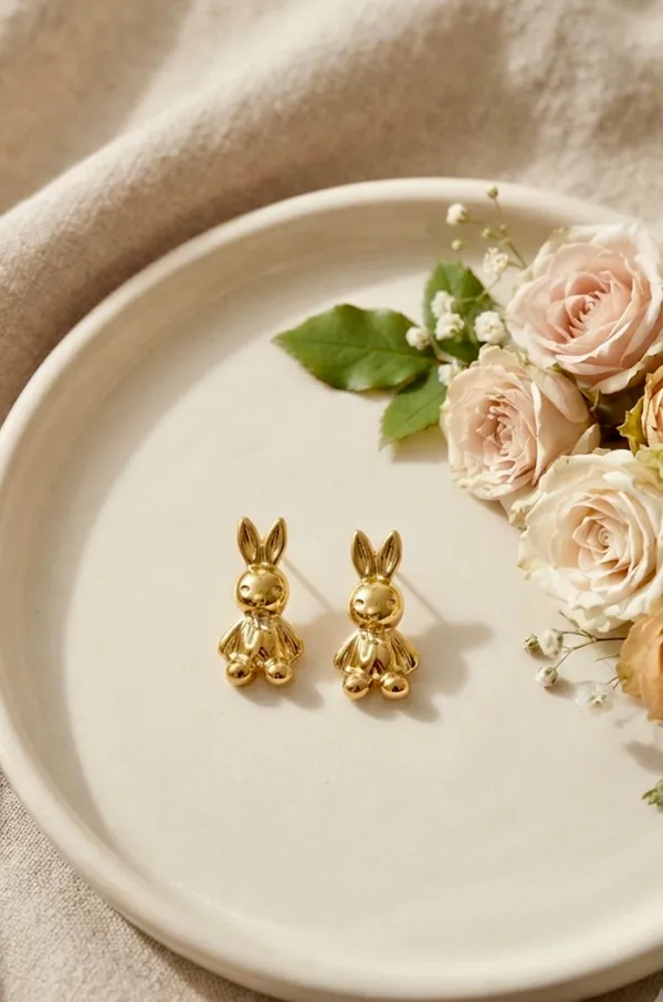 Gold_Alloy_Rabbit_Stud_Earrings_For_Women_Pack_Of_4