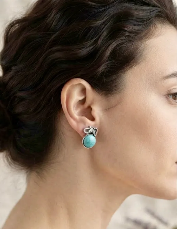Turquoise_Blue_Alloy_Antique_Elephant_Motif_Stone_Stud_Earrings_For_Women_Pack_Of_4
