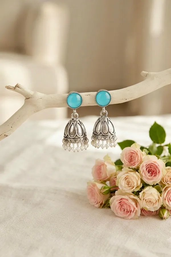 Oxidized_Silver_Sky_Blue_Stone_Jhumka_Earrings_with_Pearl_Drops.