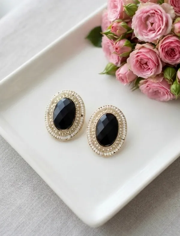 Green_Alloy_Blossom_Oval_Stud_Earrings_For_Women_Pack_Of_2
