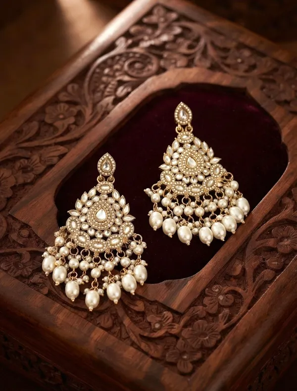 "_Noori_"_Oversized_Kundan_Chandbali_Earrings