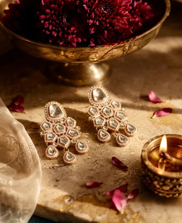 "_Nisha_"_Pastel_Pink_Meenakari_Kundan_Earrings