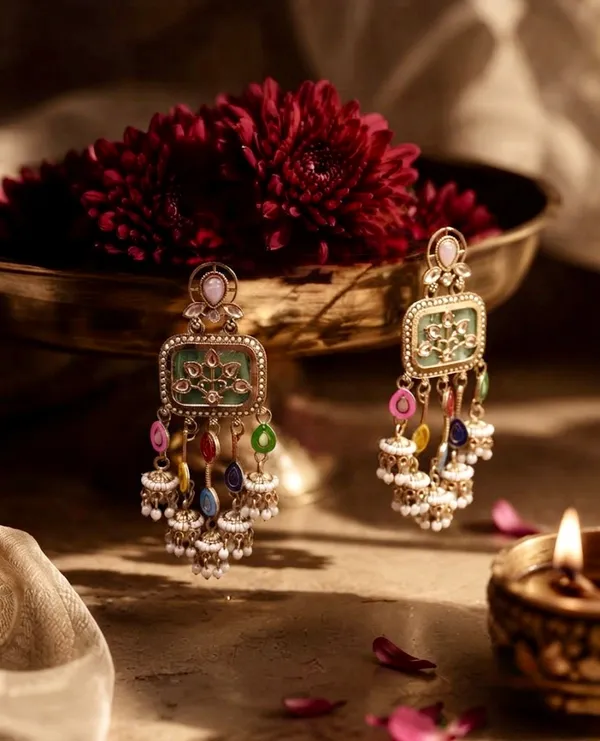 "_Vrishika_"_Multicolor_Bead_Chandelier_Drops