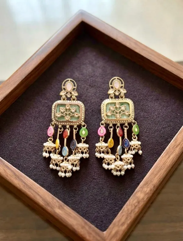 "_Vrishika_"_Multicolor_Bead_Chandelier_Drops