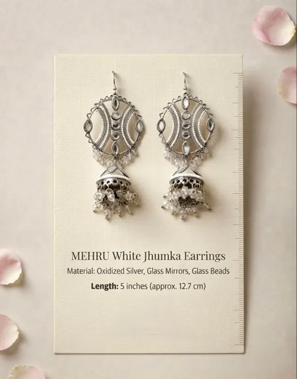 "_MEHRU_"_White_long_jhumka