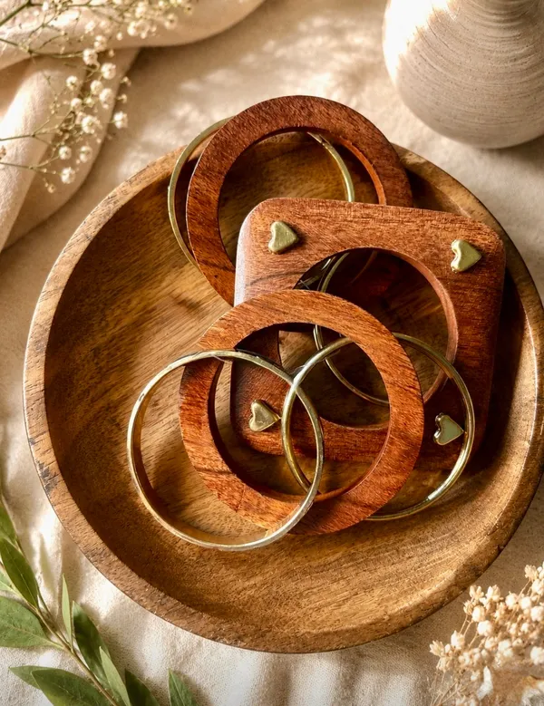 Brown_Wood_Brass_Stack_Kada_For_Women