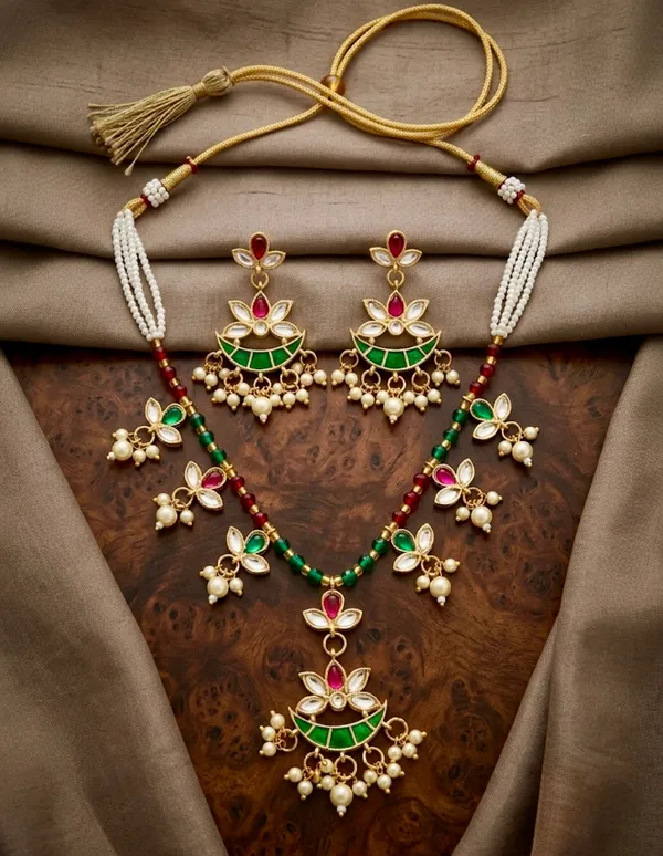 Multicolor_Stone_Emerald_Blossom_Festive_Necklace_Set_For_Women