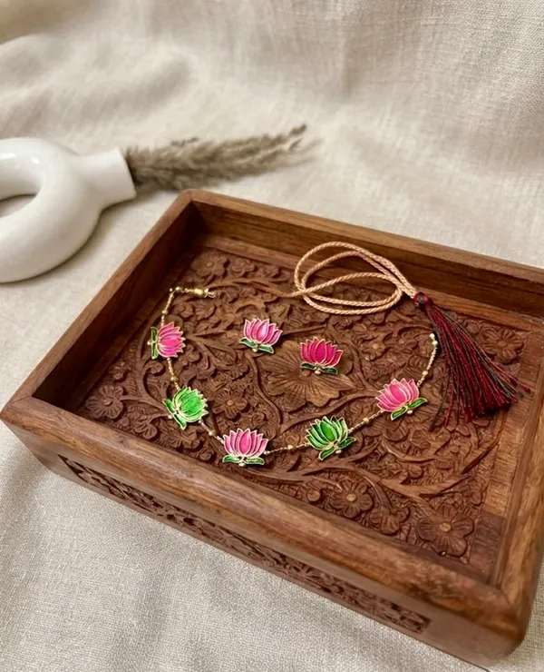 Green_Pink_Brass_Floral_Choker_Necklace_Set_For_Women_Pack_Of_2