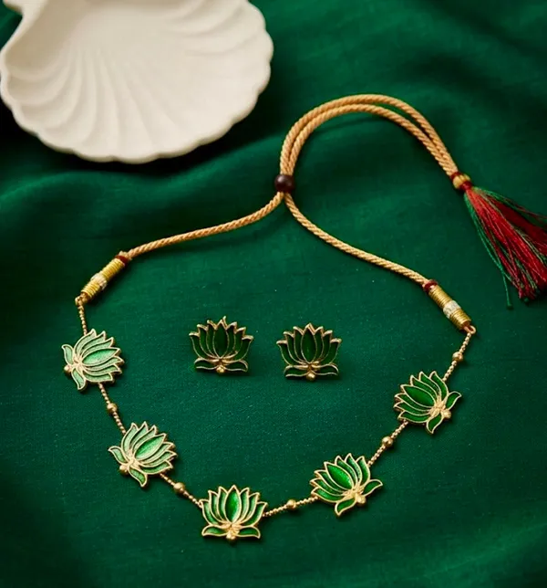 Green_Brass_Bloom_Choker_Necklace_For_Women_Pack_Of_2