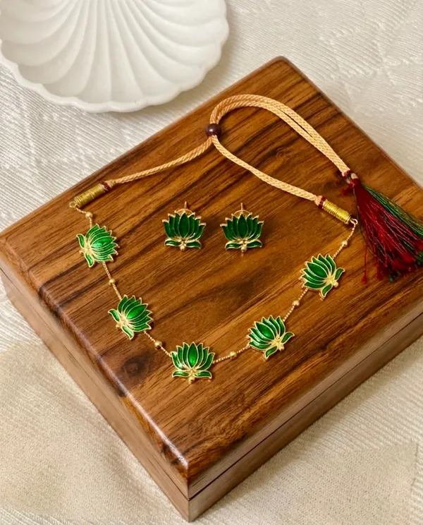 Green_Brass_Bloom_Choker_Necklace_For_Women_Pack_Of_2