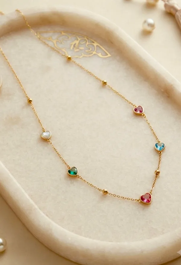Multicolor_Crystal_Heart_Charm_Chain_With_Studs
