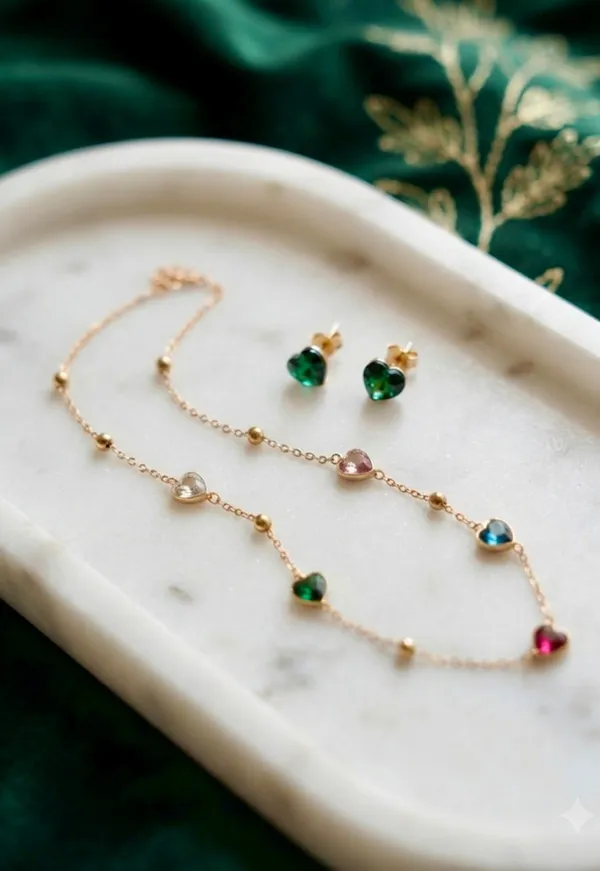 Multicolor_Crystal_Heart_Charm_Chain_With_Studs
