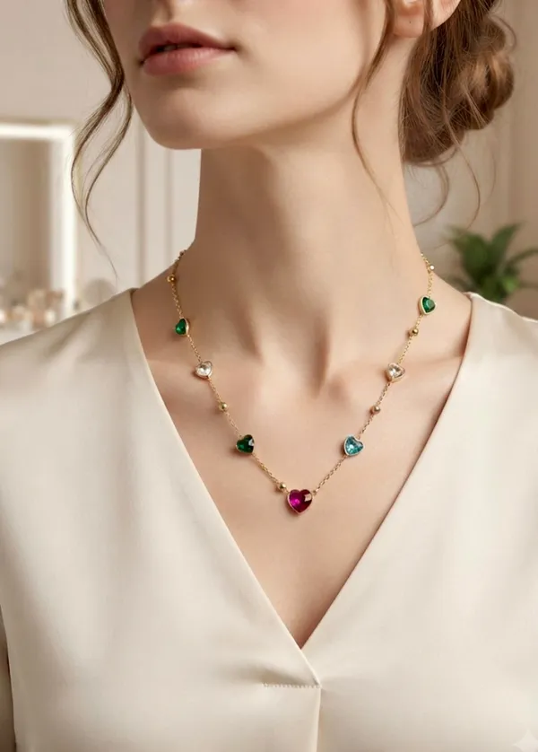 Multicolor_Crystal_Heart_Charm_Chain_With_Studs