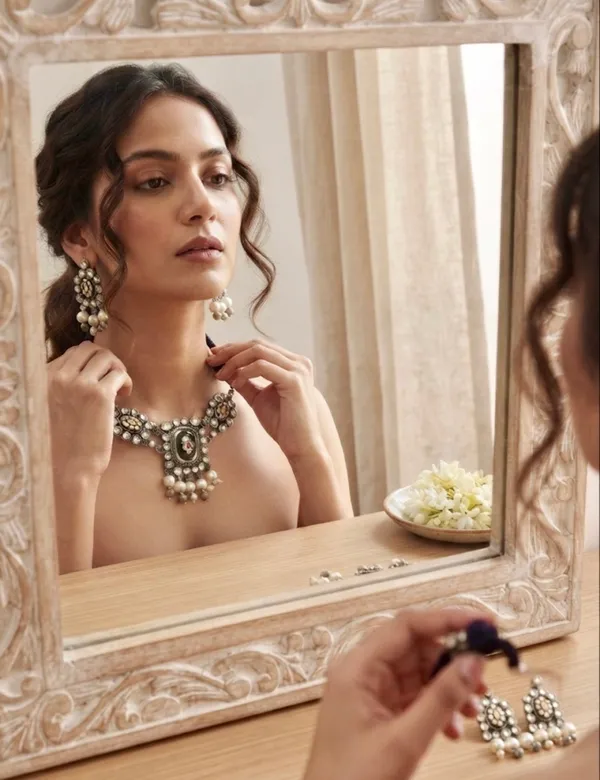 Oxidised_Silver_Kundan_and_Pearl_Choker_Necklace_Set_with_Matching_Studs
