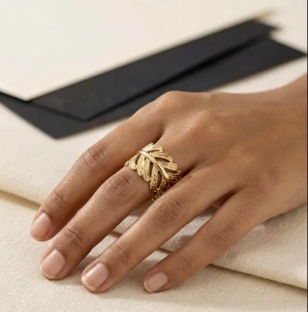Gold_Brass_Fern_Ring_For_Women_Pack_Of_4
