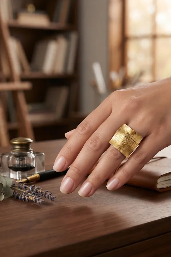 Gold_Rose_Gold_Brass_Textured_Saddle_Ring_For_Women_Pack_Of_2