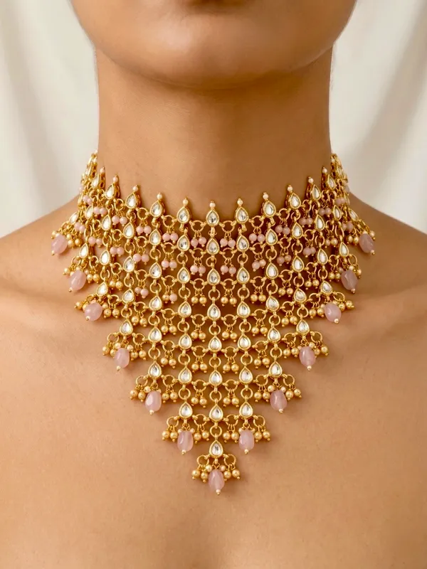 The_Meera_Pastel_Pink_Kundan_Mesh_Hasli_Set