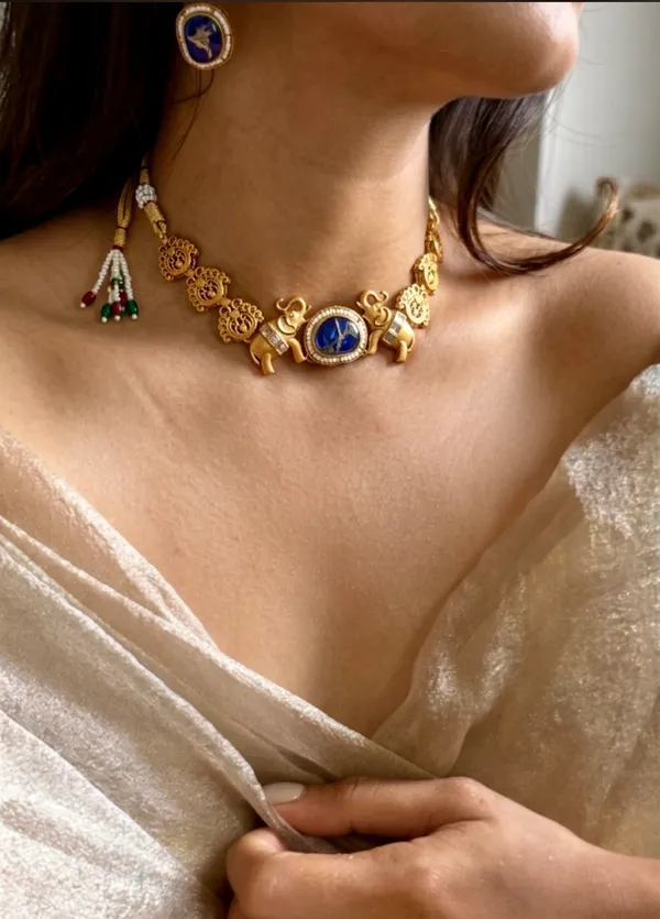 The_Gajraja_Royal_Blue_Lapis_&_Elephant_Motif_Choker_Set
