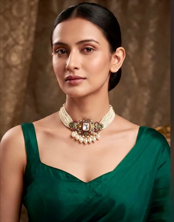 "_Antara_"_Kundan_and_Multi-Strand_Seed_Pearl_Choker_Necklace