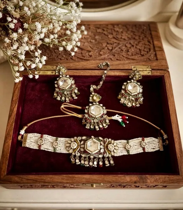 "_Rajwadi_"Multi-Strand_Pearl_&_Kundan_Choker