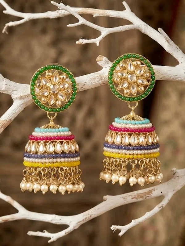 "_Ananya_"_Pastel_Navratna_Circular_Kundan_Choker