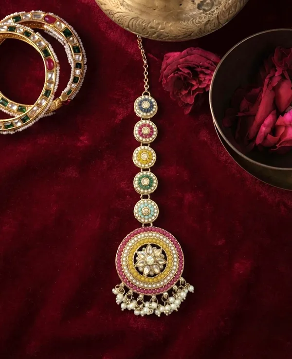 Gold_Pearl_Navratna_Circular_Kundan_Choker_Necklace_For_Women