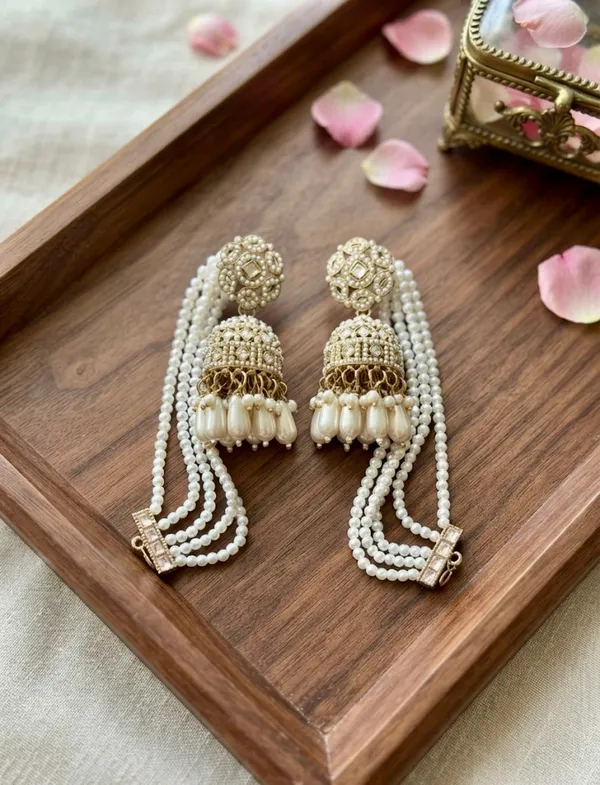 "_MRINAL_"_Bahubali_Pearl-Strand_Kaanchain_Jhumka