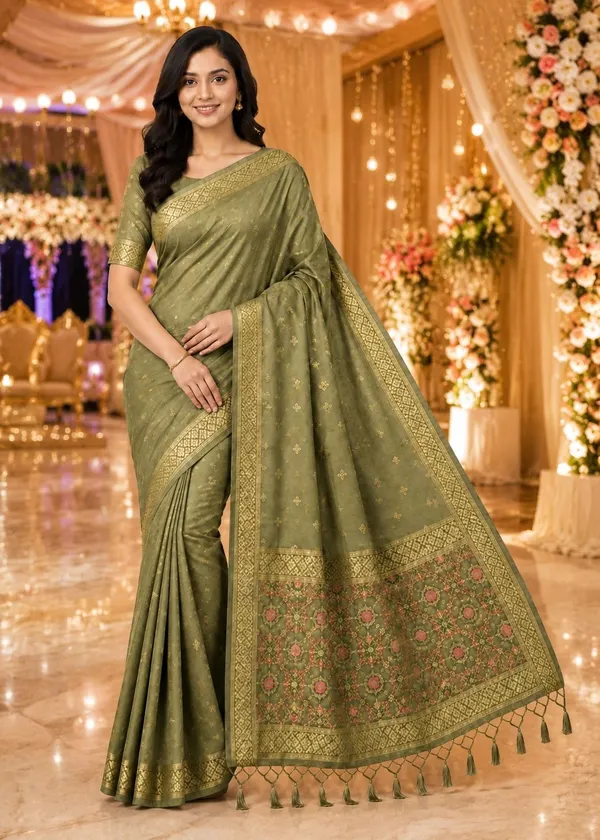 KHODAL_TRENDZ_Woven,_Self_Design_Daily_Wear_Pure_Cotton_Saree_(Green)