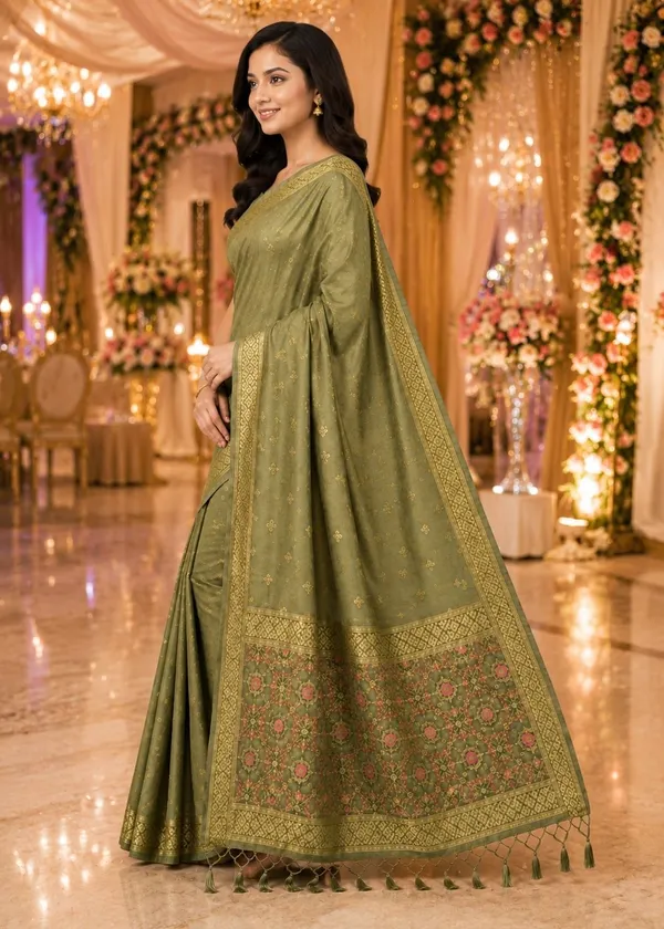 KHODAL_TRENDZ_Woven,_Self_Design_Daily_Wear_Pure_Cotton_Saree_(Green)