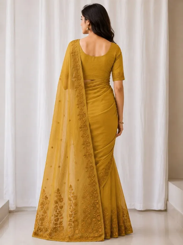KHODAL_TRENDZ_Embroidered,_Floral_Print,_Solid/Plain_Daily_Wear_Pure_Cotton_Saree_(Yellow)