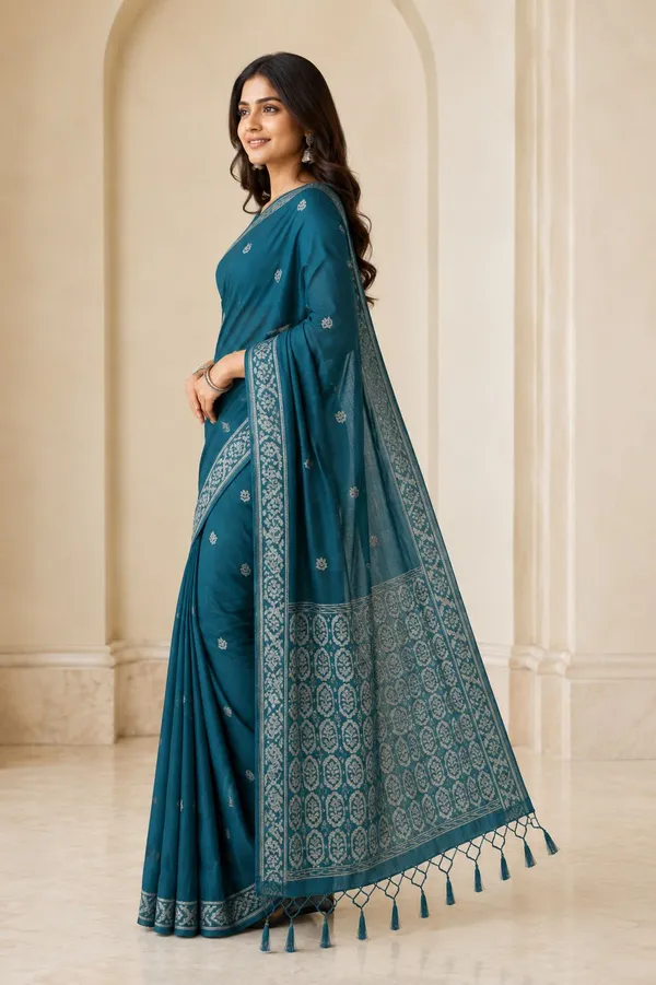 KHODAL_TREND_Woven,_Self_Design_Jamdani_Cotton_Blend_Saree_(Blue)