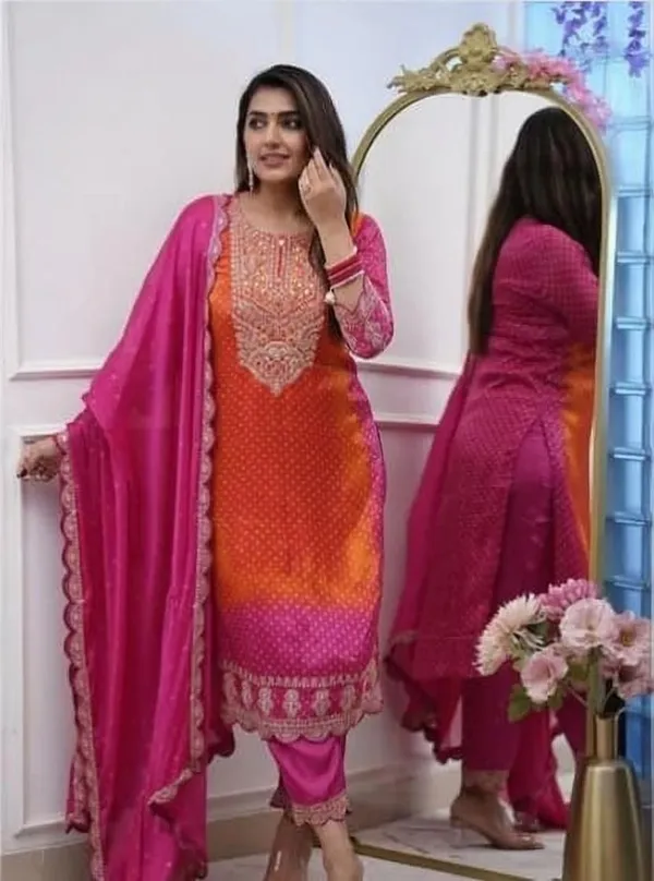 khodal_Embroidered_Kurta,_Trouser/Pant_&_Dupatta_Set_()