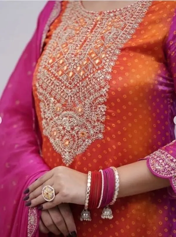 khodal_Embroidered_Kurta,_Trouser/Pant_&_Dupatta_Set_()