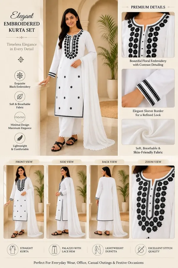 khodal_trends_Embroidered_Kurta,_Palazzo_&_Dupatta_Set_()