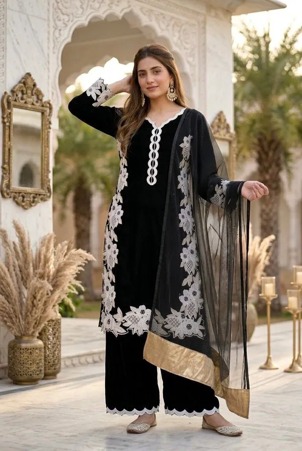 khodal_Embroidered_Kurta,_Palazzo_&_Dupatta_Set_()