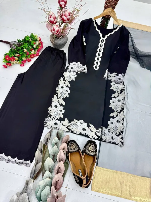 khodal_Embroidered_Kurta,_Palazzo_&_Dupatta_Set_()