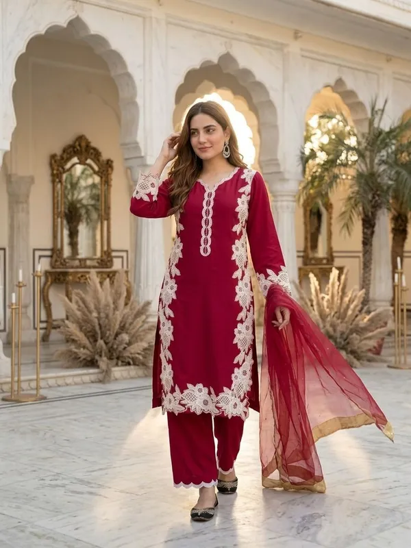 khodal_Embroidered_Kurta,_Palazzo_&_Dupatta_Set_()