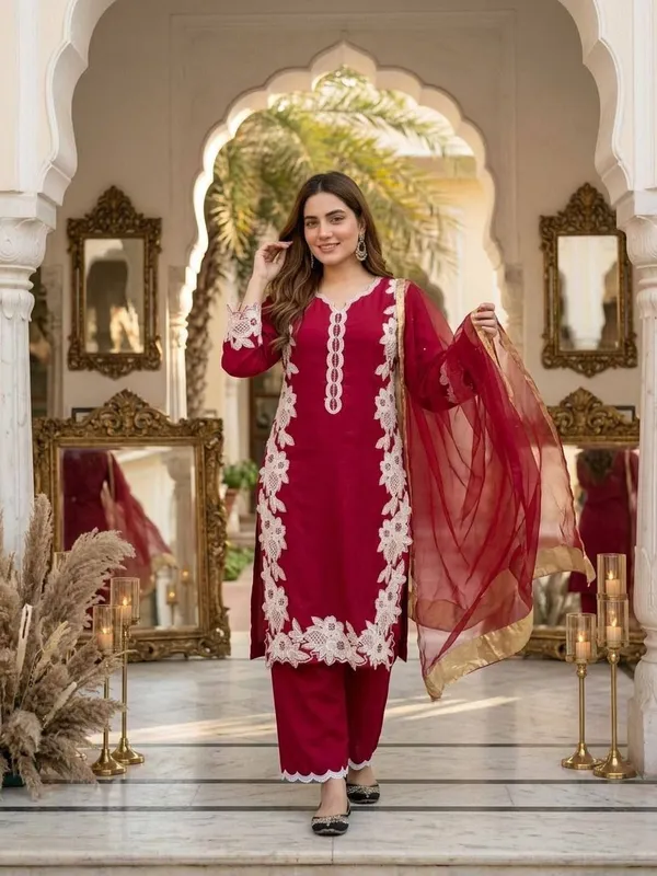 khodal_Embroidered_Kurta,_Palazzo_&_Dupatta_Set_()