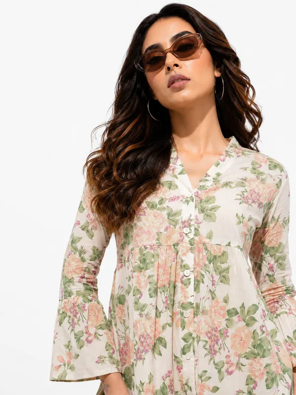 Beige_Cotton_Tiered_Floral_Print_Midi_Dress_For_Women