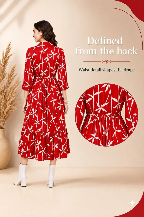 Red_And_Black_Cotton_Fit_And_Flare_Botanical_Print_Midi_Dress_&_Handbag_For_Women_Pack_Of_2