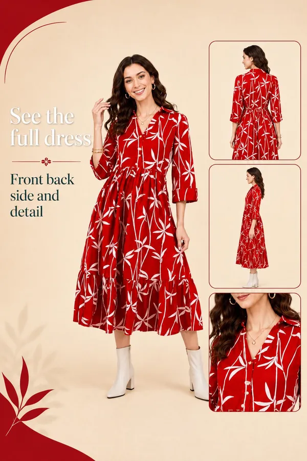 Red_And_Black_Cotton_Fit_And_Flare_Botanical_Print_Midi_Dress_&_Handbag_For_Women_Pack_Of_2