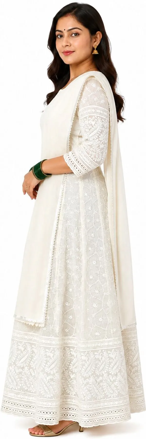 White_Cotton_Flared_Embroidered_Anarkali_Dress_For_Women