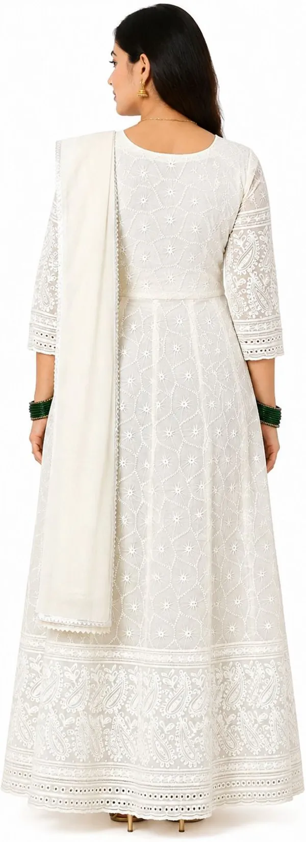 White_Cotton_Flared_Embroidered_Anarkali_Dress_For_Women