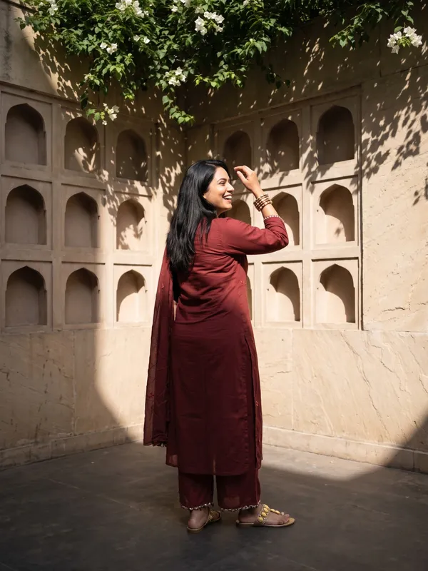Maroon_Cotton_Embroidered_Straight_Kurta_Pant_Dupatta_Set_For_Women
