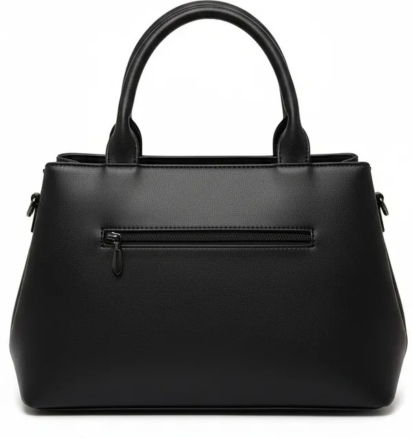 Black_Pu_Leather_Textured_Check_Handbag_For_Women