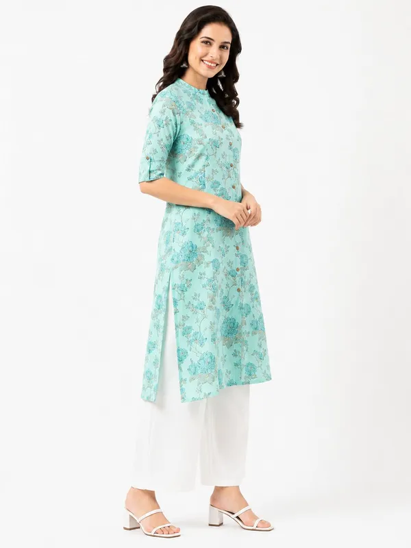Light_Blue_Cotton_Straight_Floral_Print_Kurta_For_Women