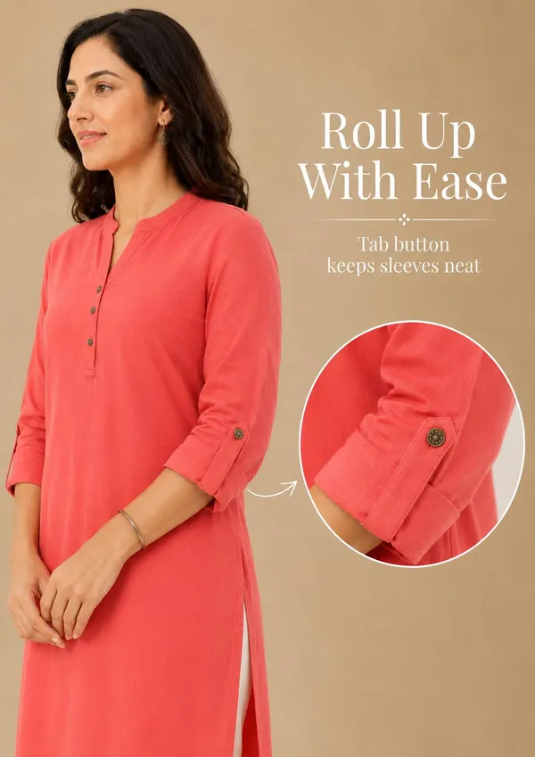Coral_Pink_Cotton_Straight_Solid_Kurta_For_Women