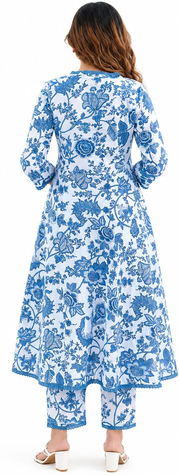 Blue_Cotton_Floral_Print_Kurta_Pant_Dupatta_Set_For_Women