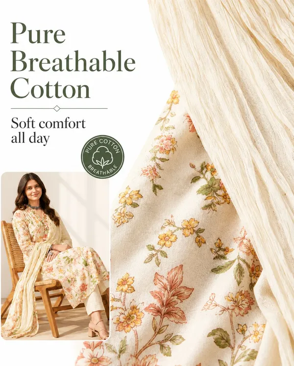 Beige_Cotton_Straight_Floral_Print_Kurta_Pant_Dupatta_Set_For_Women